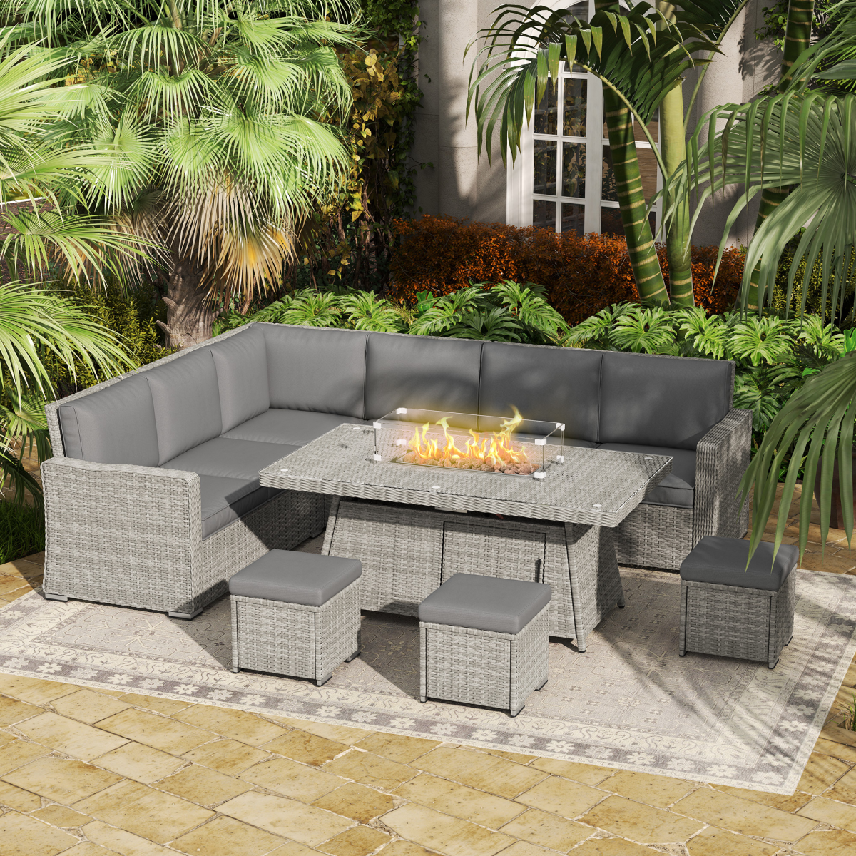 Outdoor Fire Pit Table Set - 50,000 BTU Heat Output for Relaxation