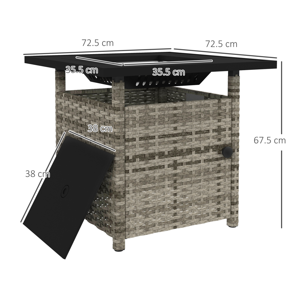 Outsunny 50,000 BTU Rattan Fire Pits for Garden, Propane Fire Pit Table, Gray