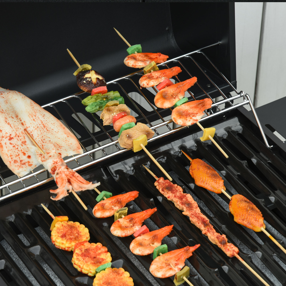 Deluxe Gas Burner Barbecue Grill 3+1 Burner BBQ Trolley 110x50x100cm
