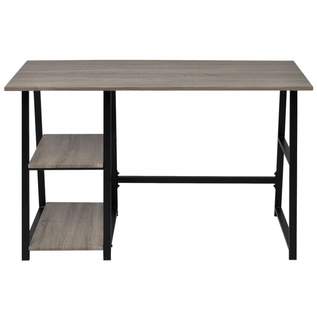 Desk with 2 Shelves Gray and Oak