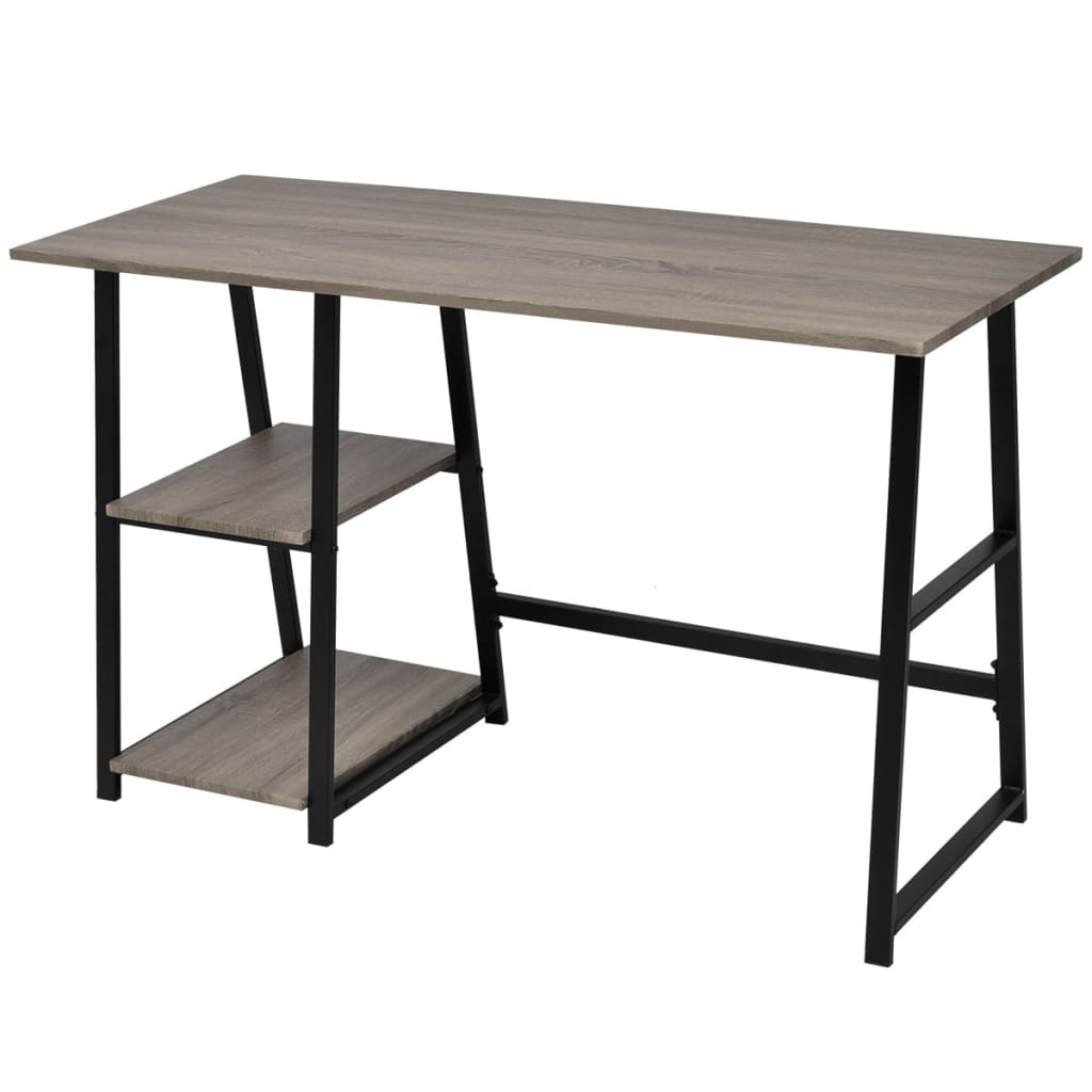 Desk with 2 Shelves Gray and Oak