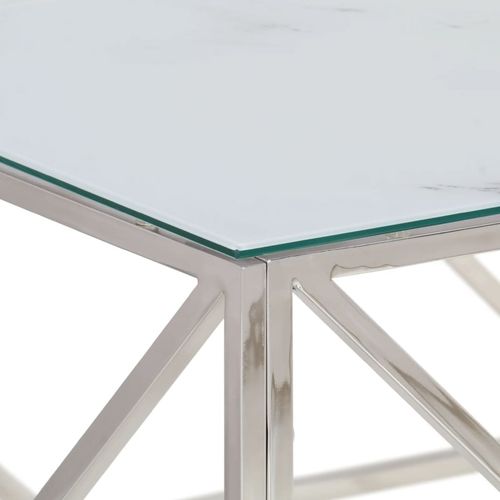 vidaXL Coffee Table Silver Stainless Steel and Tempered Glass