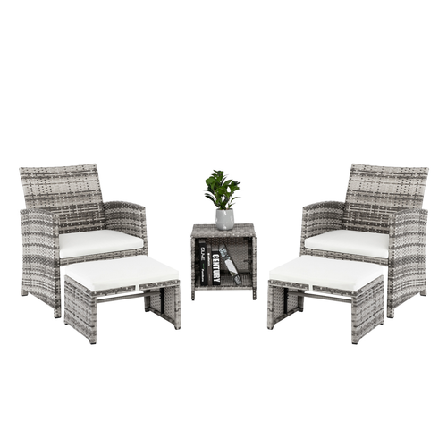 5pcs 2 Chairs 2 Footstools 1 Coffee Table Combination Sofa Gray Gradient