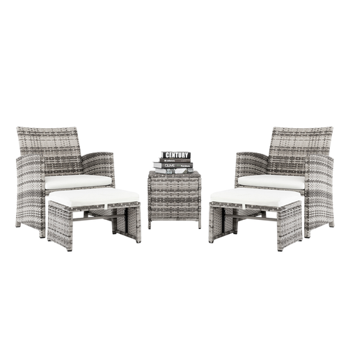 5pcs 2 Chairs 2 Footstools 1 Coffee Table Combination Sofa Gray Gradient