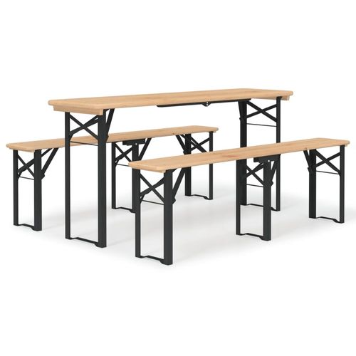 vidaXL 3 Piece Folding Beer Table Set Solid Wood Fir