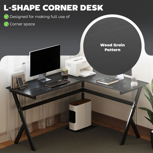 L-Shaped Corner Computer Desk Laptop Workstation PC Table Home Office HOMCOM