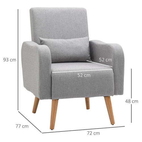Nordic Leisure Lounge Sofa Accent Chair with Pillow for Bedroom Gray