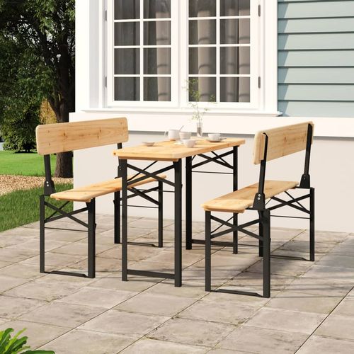 vidaXL 3 Piece Folding Beer Table Set Solid Wood Fir