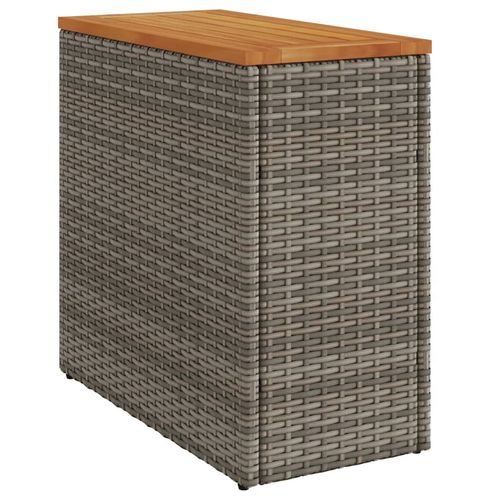 Garden Side Table with Wooden Top Gray 58x27.5x55 cm Poly Rattan