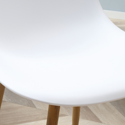 Dining Chairs Set of 4 w/ Curved Back, Metal Legs for Living Room White