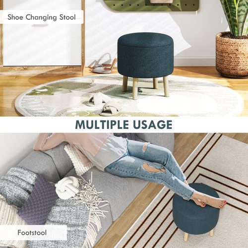 HOMCOM Storage Ottoman, Round Stool Chair with Cushioned Top, Hidden Space