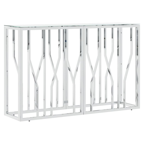 vidaXL Console Table Silver 110x30x70 cm Stainless Steel and Glass