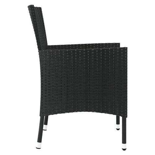 vidaXL Garden Chairs with Cushions 2 pcs Black Poly Rattan