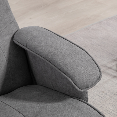 HOMCOM Swivel Recliner Chair and Footstool Linen-touch Fabric Wooden Base, Gray