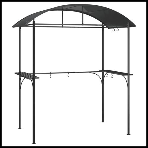 BBQ Gazebo with Side Shelves Anthracite 220x115x230 cm Steel