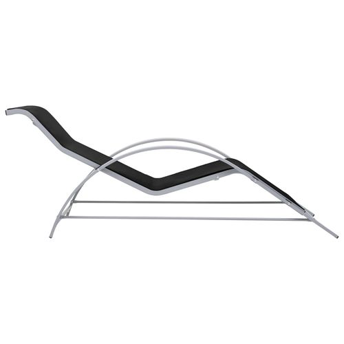Sun Loungers 2 pcs with Table Aluminum Black