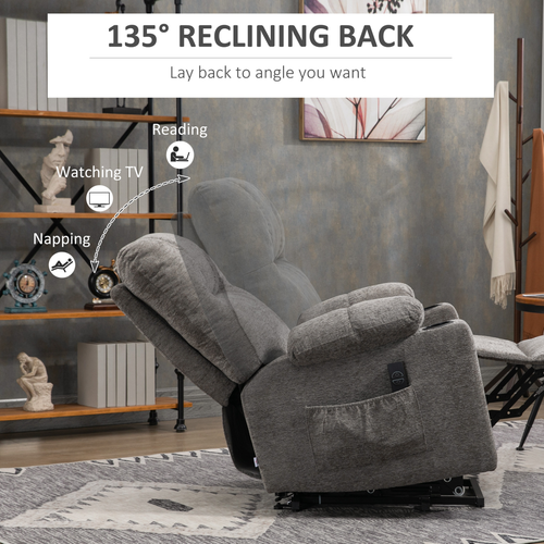 HOMCOM Heavy Duty Riser and Recliner Chair Lift Chair for the Elderly, Gray