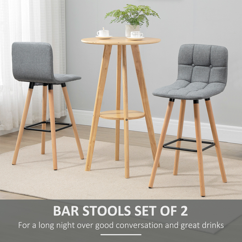 Bar stool Set of 2 Armless Button-Tufted Counter Height Bar Chairs Gray
