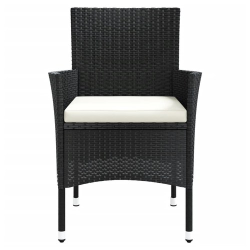 Garden Chairs with Cushions 4 pcs Black Poly Rattan
