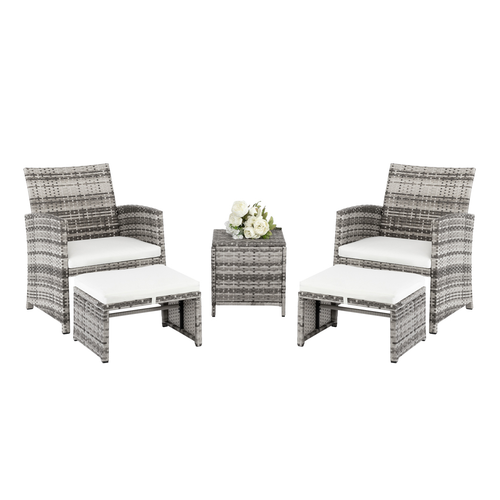 5pcs 2 Chairs 2 Footstools 1 Coffee Table Combination Sofa Gray Gradient