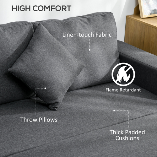 HOMCOM Corner Sofa Bed with Storage, 3 Seater Pull Out Sofa Bed, Dark Gray