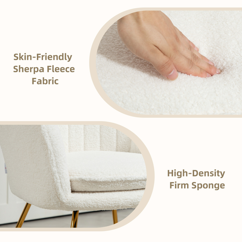 HOMCOM Accent Chair Set of 2, Cashmere Armchair with Steel Legs, Cream White