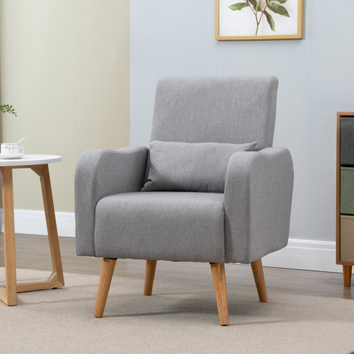 Nordic Leisure Lounge Sofa Accent Chair with Pillow for Bedroom Gray