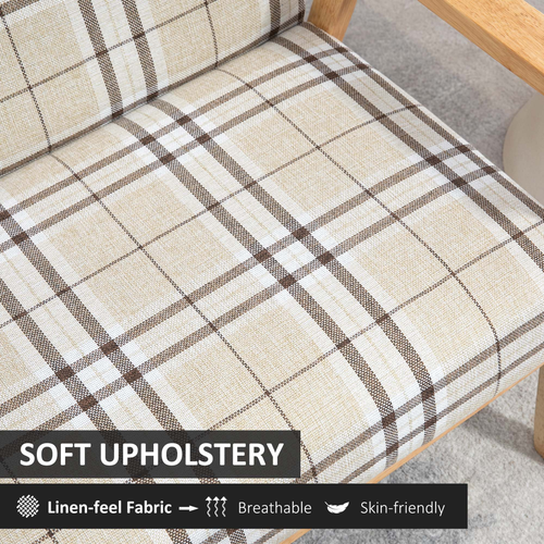 2 Seater Sofa with Rubber Wood Frame Linen Fabric Love Seat Small Couch