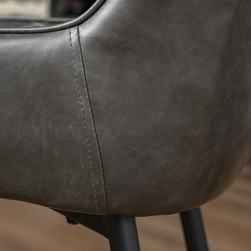 Retro Dining Chair Set of 2, PU Leather Upholstered Side Chairs
