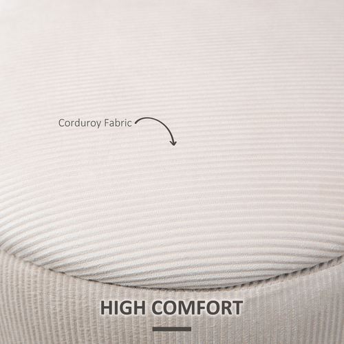 HOMCOM Modern Fabric Storage Ottoman with Removable Lid, Set of 2, Cream White