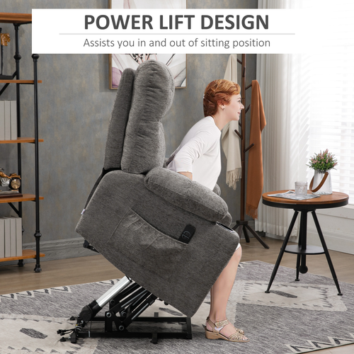 HOMCOM Heavy Duty Riser and Recliner Chair Lift Chair for the Elderly, Gray