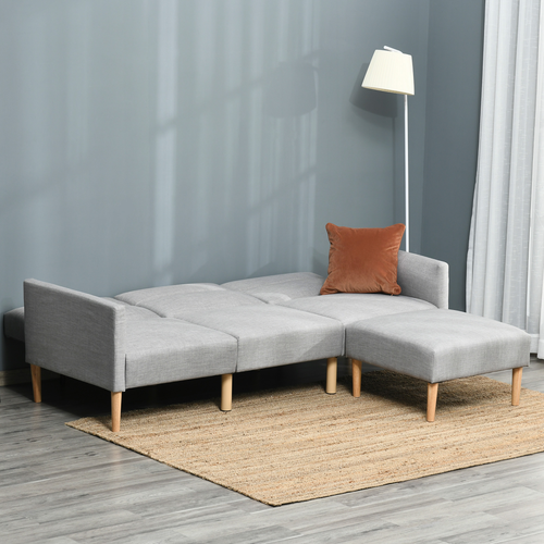 Upholstered Sofa bed Reversible Sectional Sofa Set Sleeper with Footstool