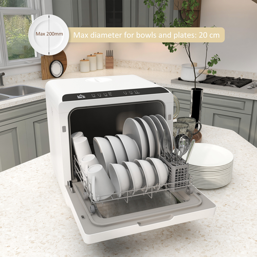 HOMCOM Table Top Dishwasher w/ 4 Place Settings 6 Programs Fruit Wash Mode