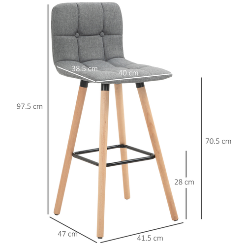 Bar stool Set of 2 Armless Button-Tufted Counter Height Bar Chairs Gray