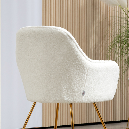 HOMCOM Accent Chair Set of 2, Cashmere Armchair with Steel Legs, Cream White