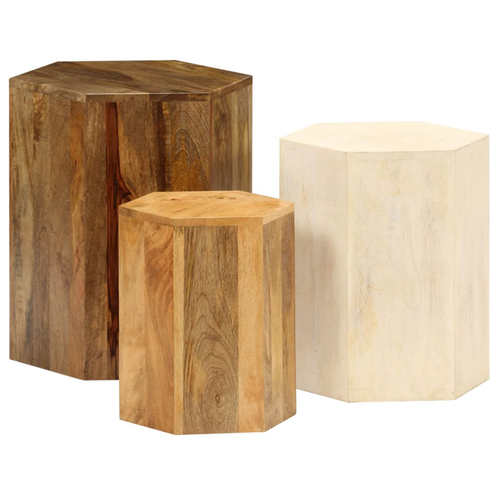 vidaXL Coffee Table Set 3 Pieces Solid Mango Wood