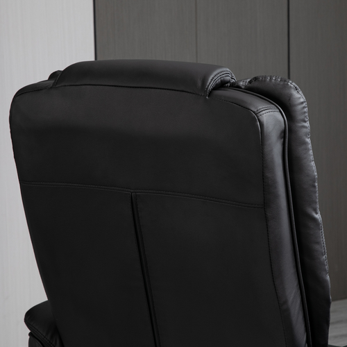 Swivel Manual Recliner and Footrest Set PU Lounge Chair Wood Base, Black