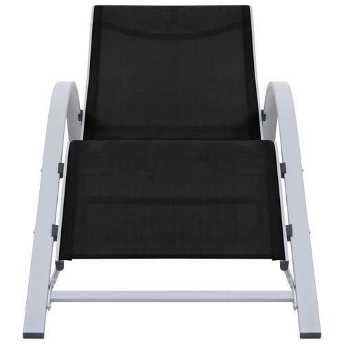 Sun Loungers 2 pcs with Table Aluminum Black