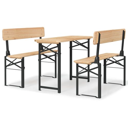 vidaXL 3 Piece Folding Beer Table Set Solid Wood Fir