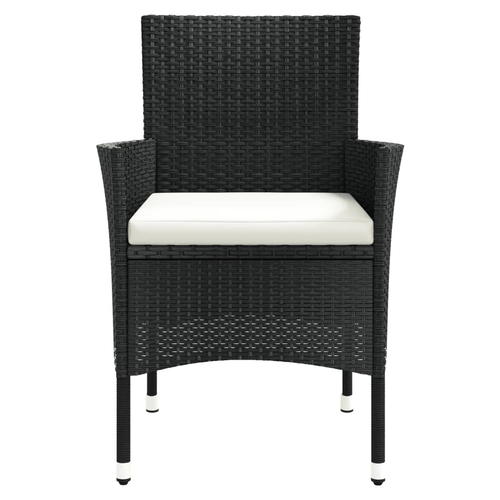 vidaXL Garden Chairs with Cushions 2 pcs Black Poly Rattan