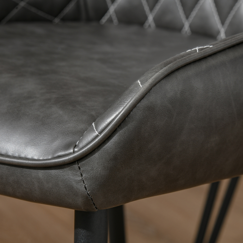 Retro Dining Chair Set of 2, PU Leather Upholstered Side Chairs