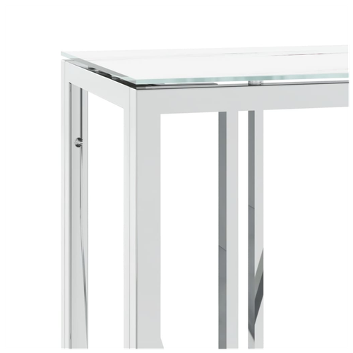 vidaXL Console Table Silver 110x30x70 cm Stainless Steel and Glass