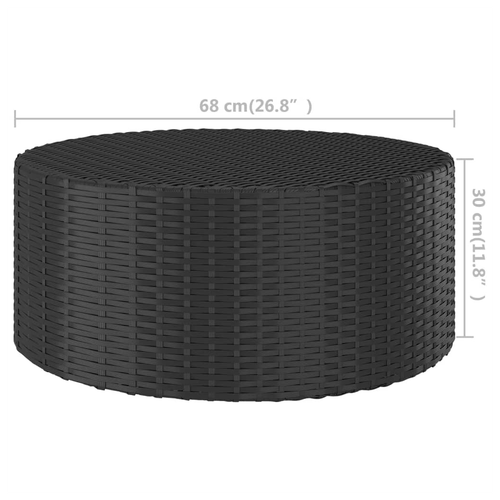 Tea Table Black 68x68x30 cm Poly Rattan