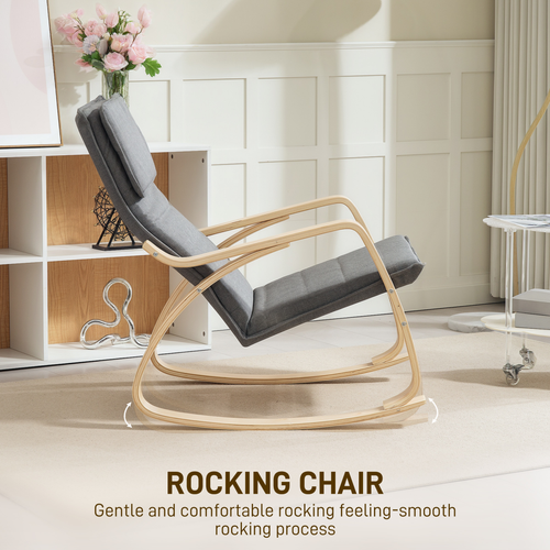 HOMCOM Comfortable Relax Rocking Chair with High Back, Gray