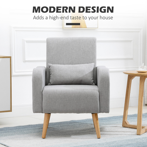 Nordic Leisure Lounge Sofa Accent Chair with Pillow for Bedroom Gray