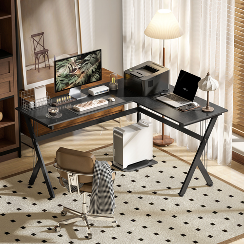 L-Shaped Corner Computer Desk Laptop Workstation PC Table Home Office HOMCOM