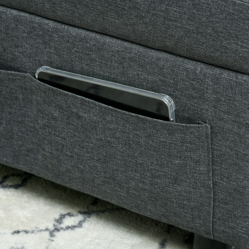 HOMCOM Folding Sofa Bed Adjustable Single Sleeper w/ Pillow Side Pocket, Gray