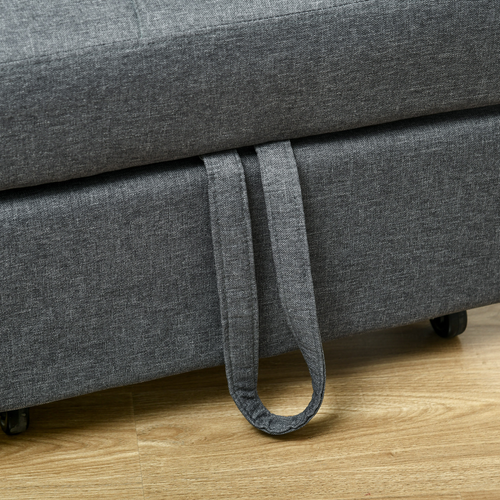 HOMCOM Folding Sofa Bed Adjustable Single Sleeper w/ Pillow Side Pocket, Gray