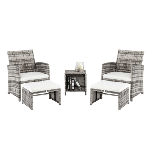5pcs 2 Chairs 2 Footstools 1 Coffee Table Combination Sofa Gray Gradient