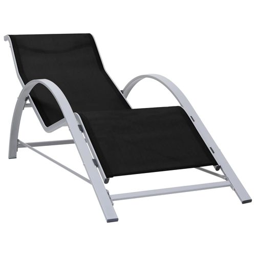 Sun Loungers 2 pcs with Table Aluminum Black